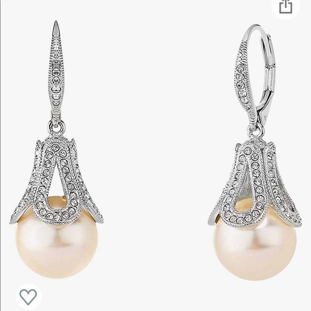 Nadri pearl pave drop earrings